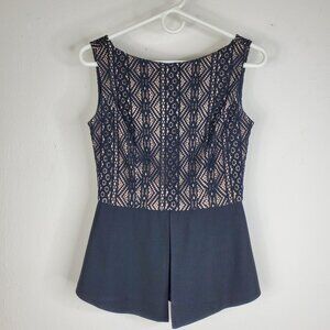 Nha Khanh Black Lace Cream Lined Sleeveless Party Cocktail Top Size Small